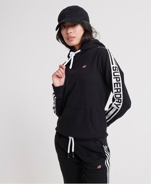 Superdry Modern Coral Label Sport Női Kapucnis Pulóver Fekete | YVDRQ2507